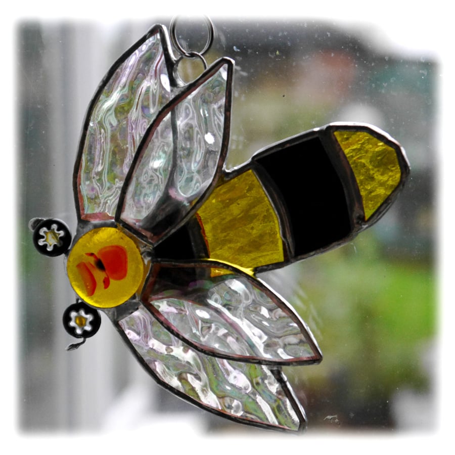Bee Suncatcher Stained Glass Handmade Bumble Queen