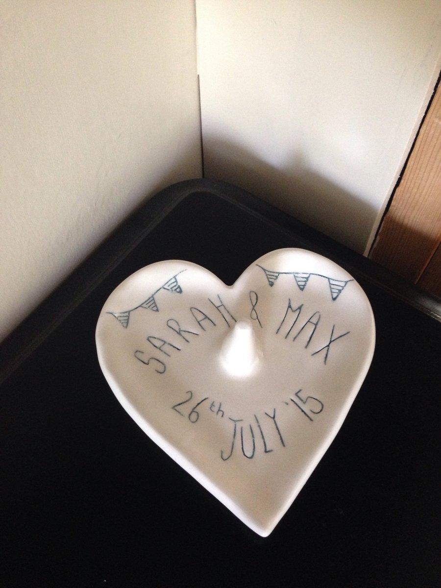Wedding, anniversary gift personalised ceramic ring dish