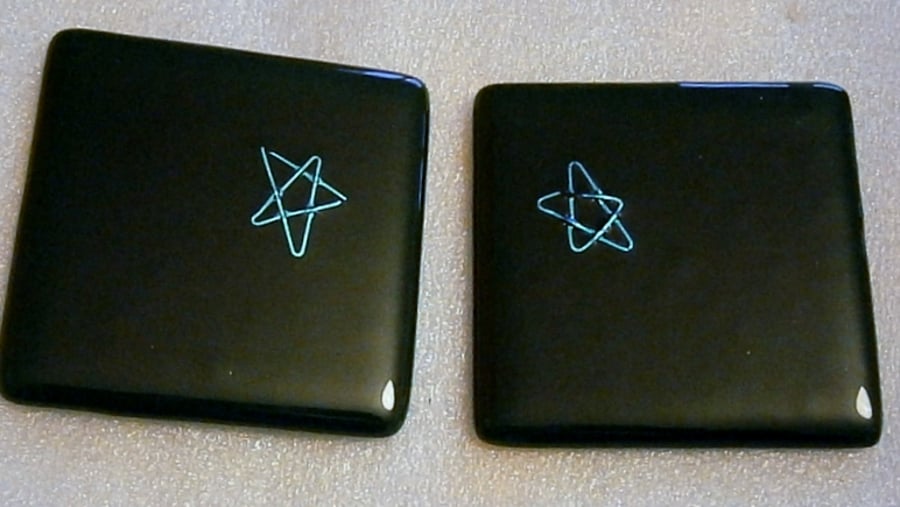 Fused glass coasters with dichroic glass star detail