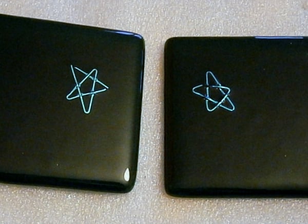 Fused glass coasters with dichroic glass star detail