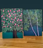 Set of 4 blank greetings cards featuring trees - Image 3