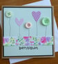 Button Flowers Birthday Card - Green Polka Dots