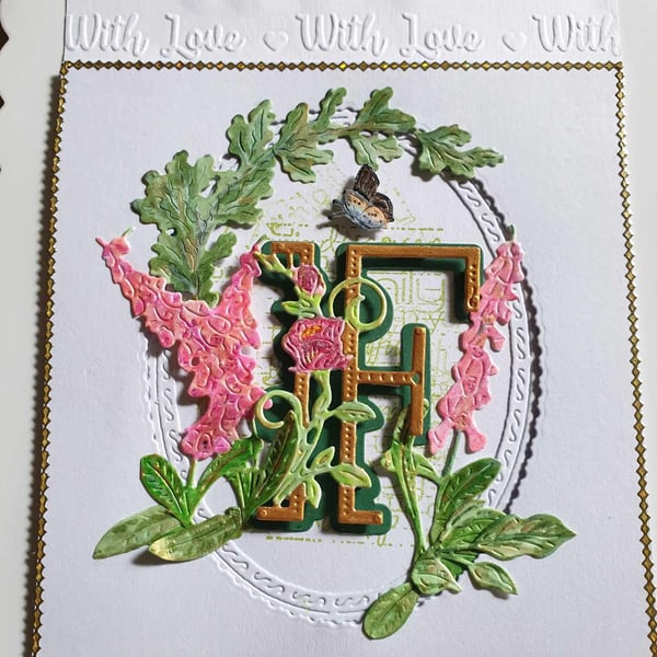Original Hand Painted 3D Decoupage And Mixed Media Card Free P&P