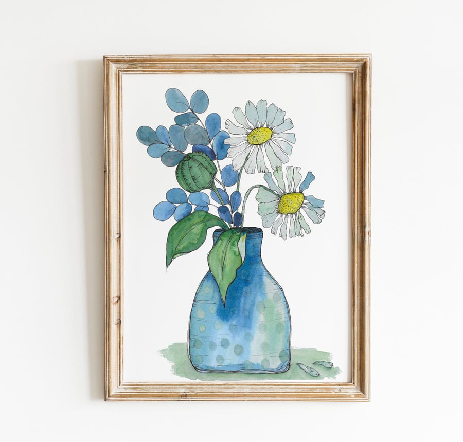Botanical Floral Art Print, Cottage Core Art, Home Décor, Nature Illustration