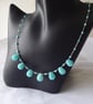 Amazonite Carved Teardrop and Sterling Silver Necklace 