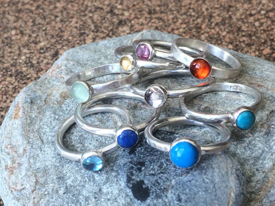 Sterling Silver Stacking Rings. Various gems av... - Folksy