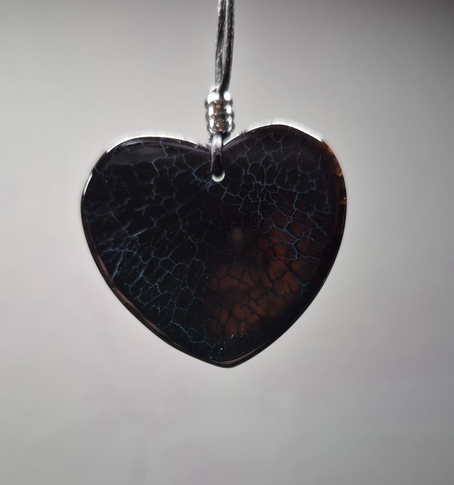 Black Heart Agate Stone Penadant