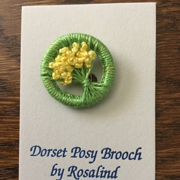 Dorset Posy Brooch, Bright Green with Yellow, P30
