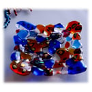 Fused Glass Ornamental Nuggets Dish 12cm Dichroic Red Blue 