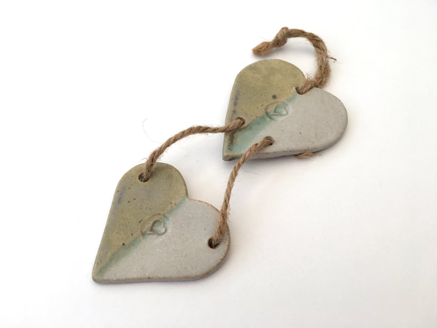 Handmade Ceramic Loveheart hanger, gift idea, Pottery, home decor