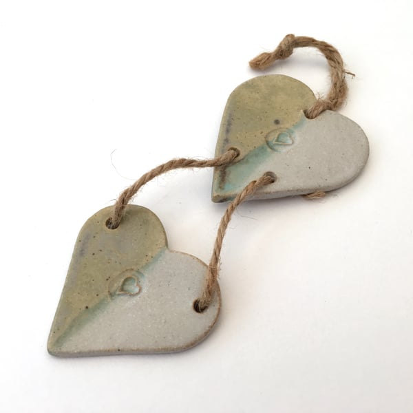 Handmade Ceramic Loveheart hanger, gift idea, Pottery, home decor