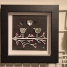 Gorgeous handmade art, 2 little sea glass love birds 