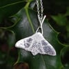 Midwinter moth, recycled sterling silver pendant