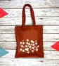Organic Cotton Daisy tote bag. Terracotta Earth brown Autumnal flower shopper.  - Image 1
