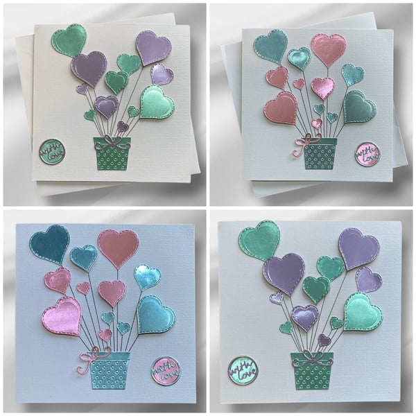 Heart Bouquet Card for Wedding, Anniversary, Engagement or Special Occasion