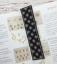 Japanese Style Linen Bookmark: Black Cross Stitch Textile Gift - Image 2