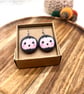 Pastel pink pumpkin fabric dangle earrings Halloween jewellery - Image 8