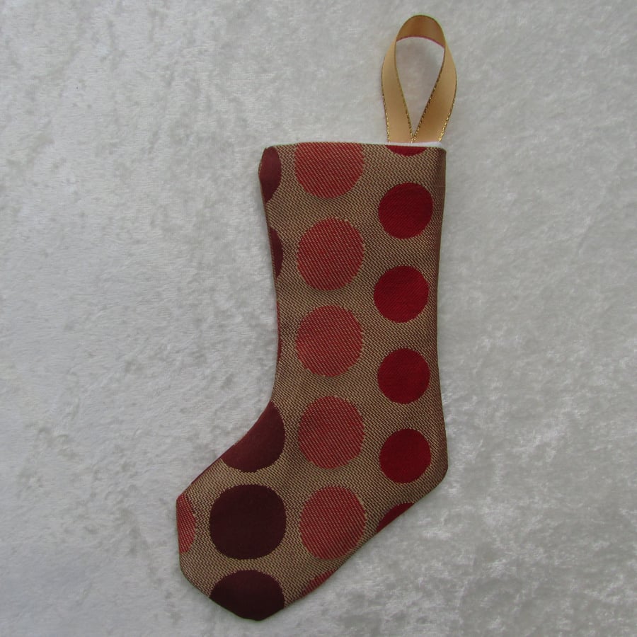 Small gold circle pattern Christmas stocking tree decoration