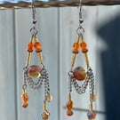 Tasha - Orange Star & Planet Earrings 