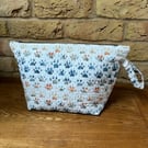 Paw Print Large Quilted Washbag With Strap