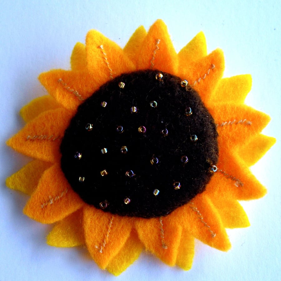 Sunflower Felt Brooch