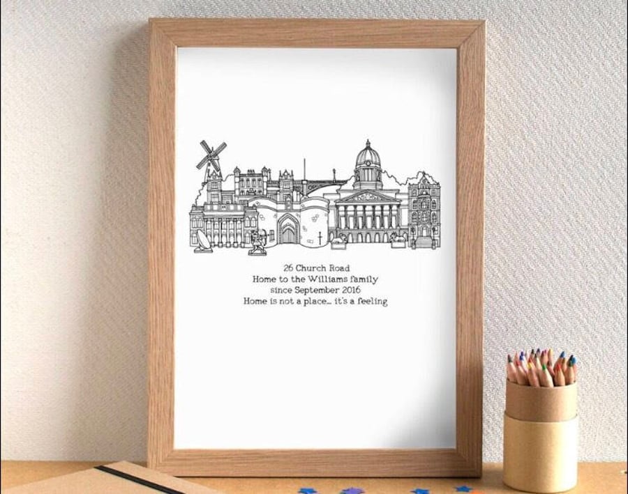 New Home Skyline Personalised Print