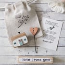 Little Wooden Painted House and Base in a Bag