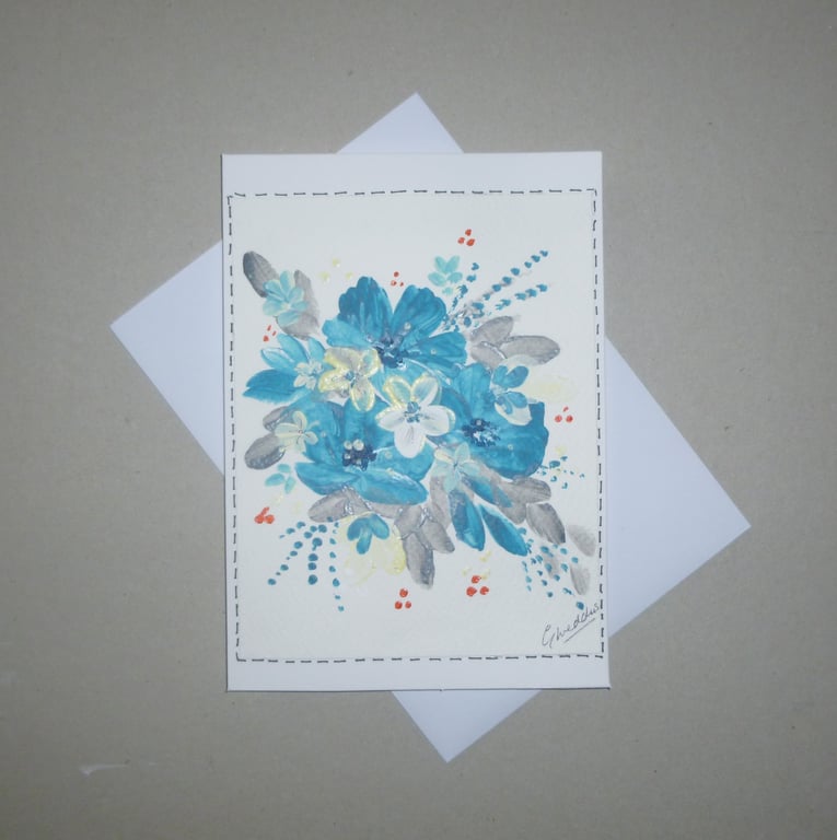 hand painted original art hand painted greetings card ( ref FA 232 G1 )