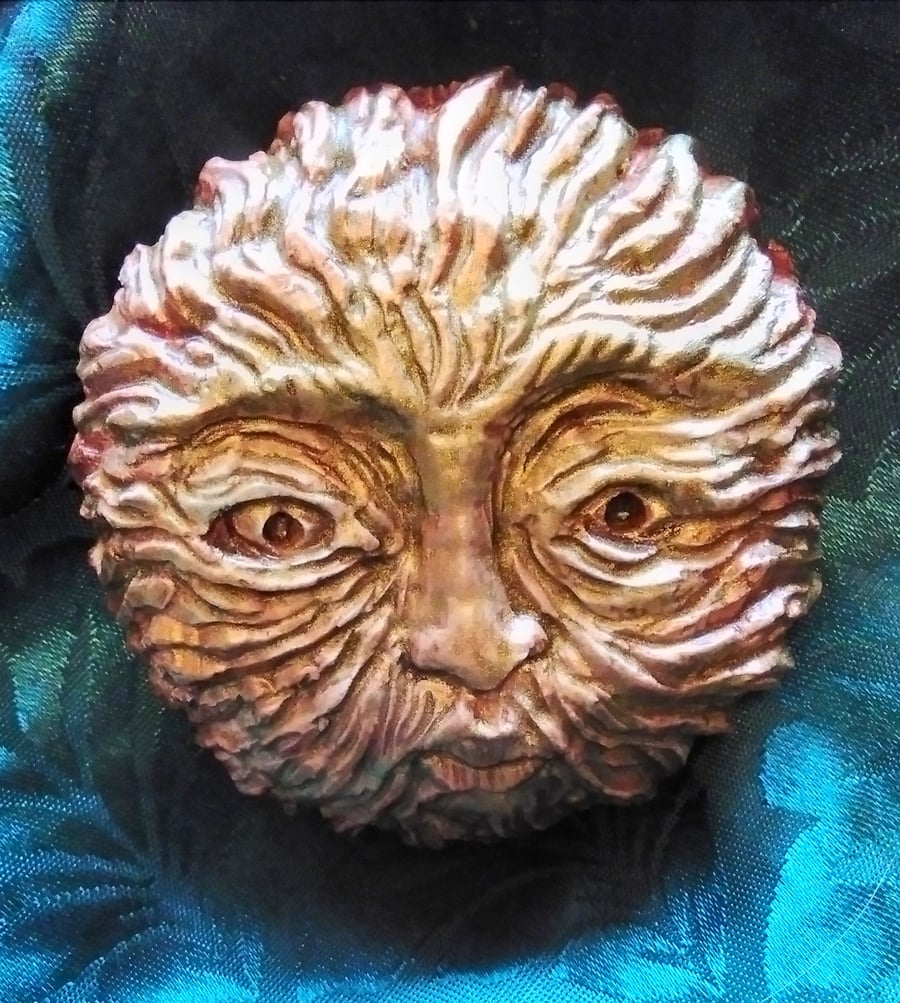 Golden Sun Face Carving Wall Art