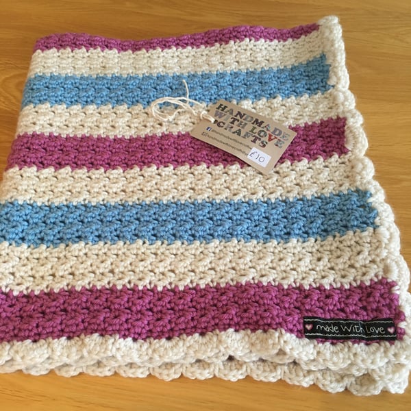 Baby Blanket - pink, blue and cream