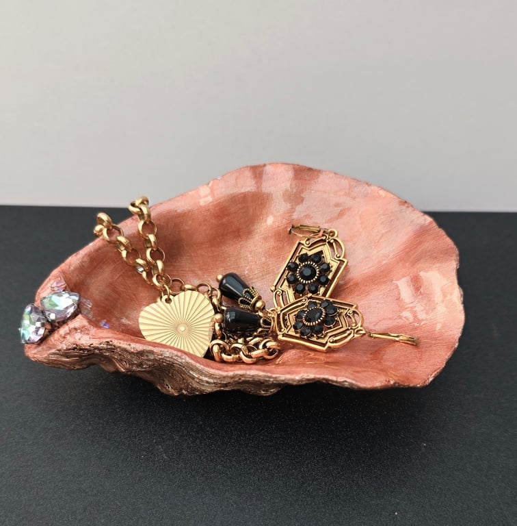 Hand Decorated Oyster Shell Trinket Dish
