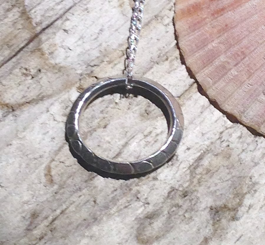  Handmade Sterling Silver Hoop Pendant Necklace (NKSSPDHP5) - UK Free Post