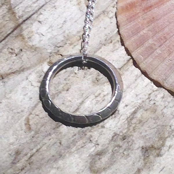  Handmade Sterling Silver Hoop Pendant Necklace (NKSSPDHP5) - UK Free Post