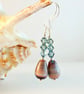 Glass Teardrop Earrings With Swarovski Crystals - Handmade In devon - Image 1