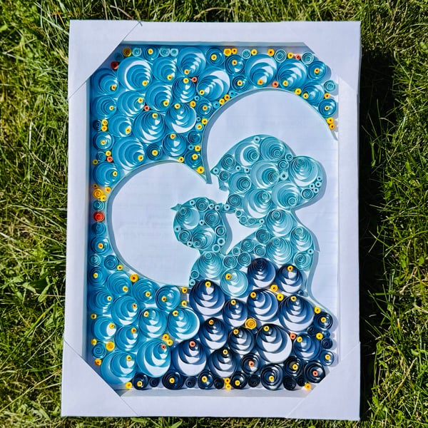 Mom and Son Quilling Wall Art - Unique Paper Art