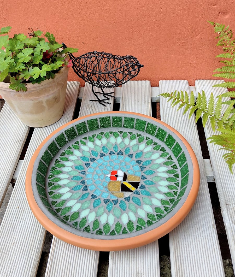 Goldfinch Feathered Friend Mosaic Bird Bath