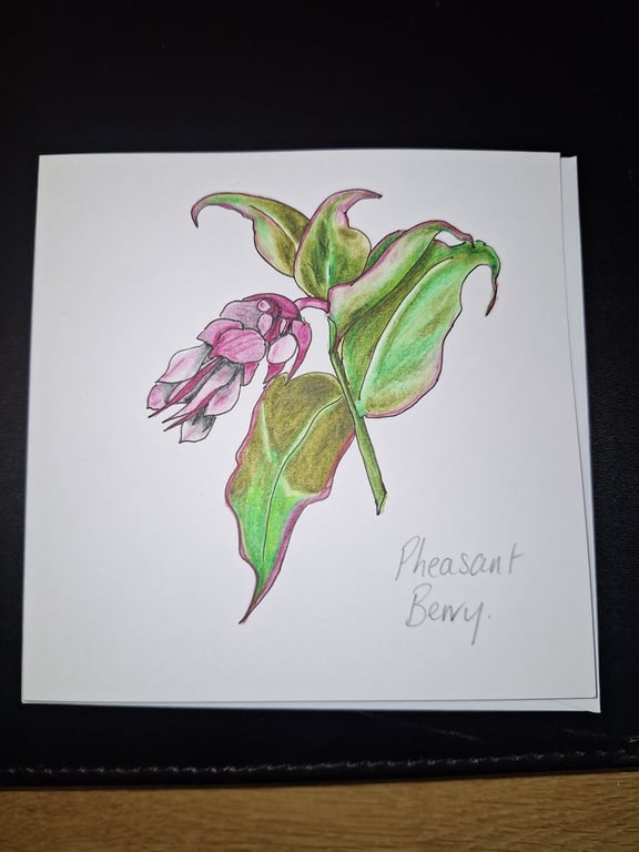 Original Hand Painted Greetings Card- Pheasant Berry