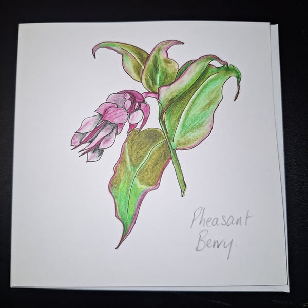 Original Hand Painted Greetings Card- Pheasant Berry