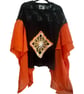 Upcycled Goth Boho Halloween Top with SpiderWeb Granny Square