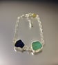 Duo Sea Glass Silver Chain Bracelet - Image 1
