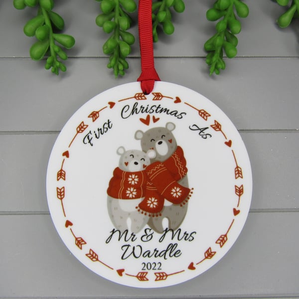 Personalised First Christmas As Mr and Mrs 2023, Christmas Gift For Newlyweds