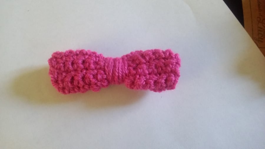 Dark pink crochet bow hair clip Half price