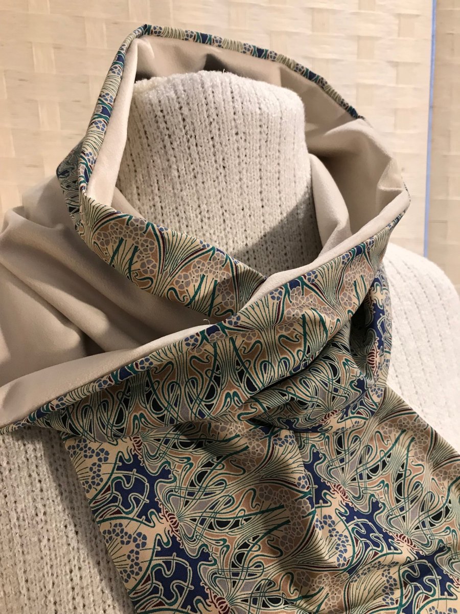 Liberty of London Print Long Scarf.Cotton Tana Lawn and Velvet  