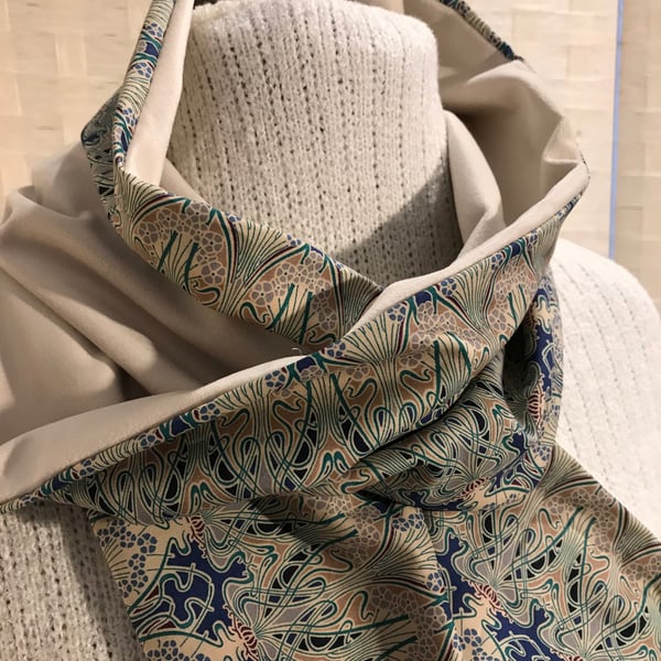 Liberty of London Print Long Scarf.Cotton Tana Lawn and Velvet  