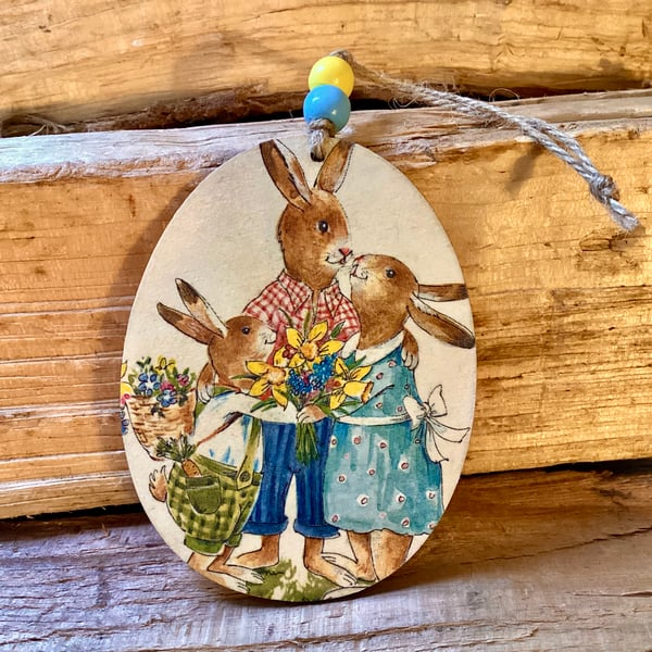 Wooden Decoupaged Hare Mother’s Day