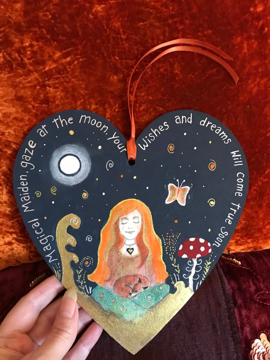 RESERVED FOR SUE! SALE! Hand painted wooden heart decoration