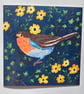 Robin Greeting Card 6x6 inch with removable MDF Ornament 