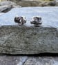  Recycled  Silver Pebble Stud Earrings - Image 7