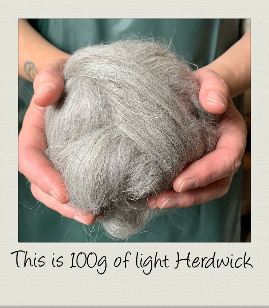 Wool tops Light Grey Herdwick roving suitable for Needle Felt 50g