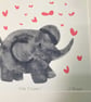 Baby elephant and butterflies unframed screen print-new baby gift - Image 5